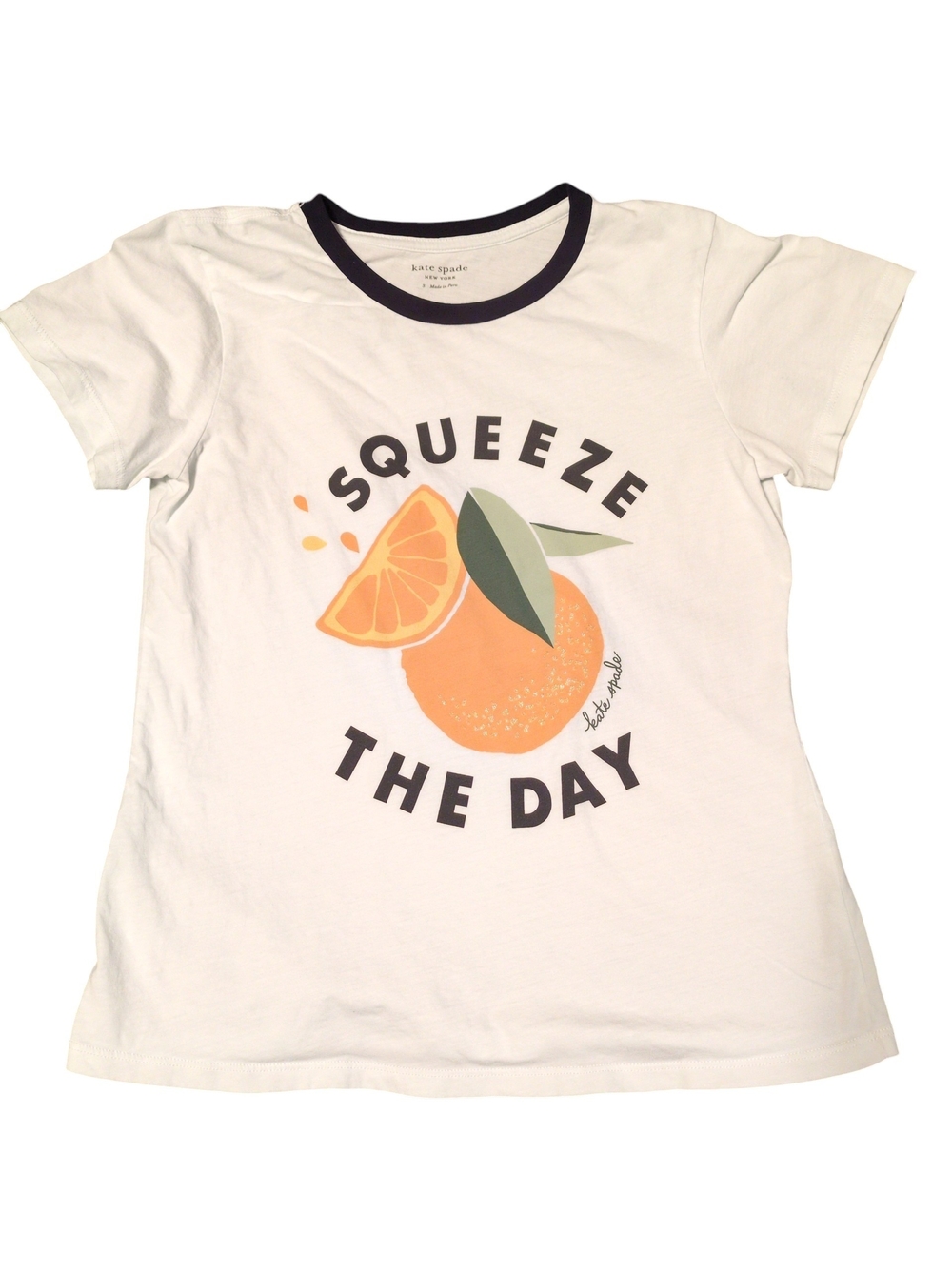kate spade Squeeze The Day White Short Sleeve Graphic Tee Size S